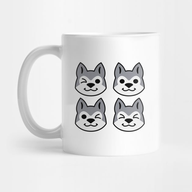 Four Grey Siberian Huskies by kaeru